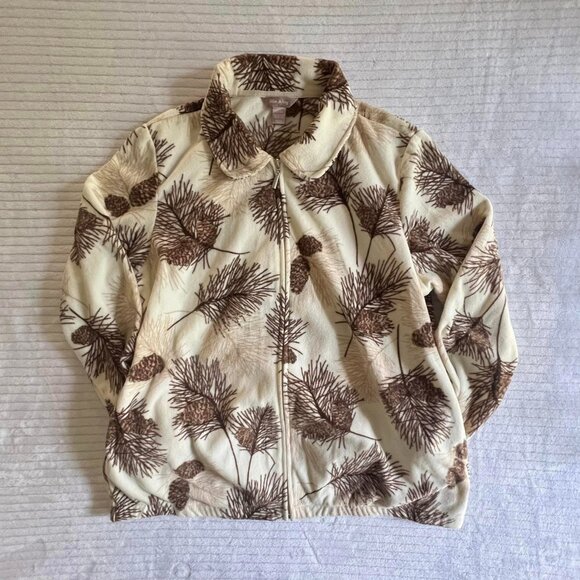 Size Large (12-14) White Stag Beige & Brown Full Zip Fleece - Picture 3 of 7